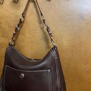 Coach medium sized handbag in brown pebbled leather